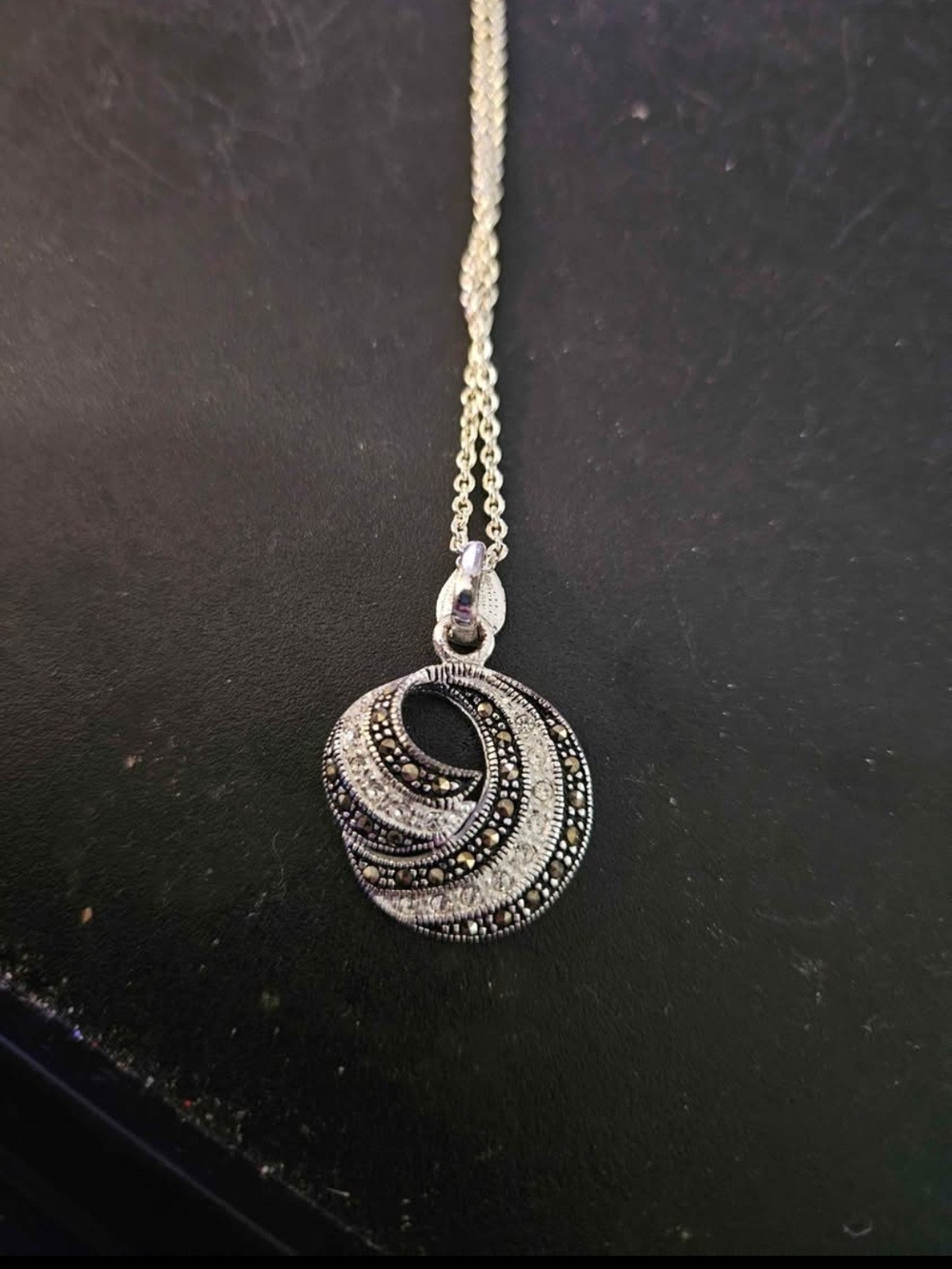 Marcasite Swirl Pendant with Crystals